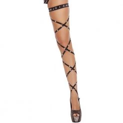 Roma Costume, Inc. 100" Solid Leg Strap With Attached Garter & Rhinestone Detail Accessories