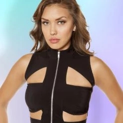 Roma Costume 30% - 80% Off SALE! Cutout Crop Top With Zipper Closure