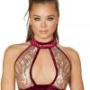 Roma Costume 1pc Sequin Halter Top With Large Keyhole