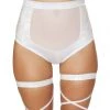 Roma Costume 1pc High-Waisted Short With Sheer Panel - White