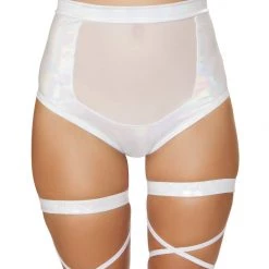 Roma Costume 1pc High-Waisted Short With Sheer Panel - White