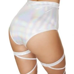 Roma Costume 1pc High-Waisted Short With Sheer Panel - White