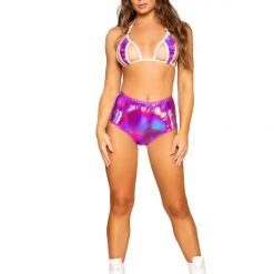 Roma Costume Separates Iridescent High-Waisted Shorts With Zipper Closure