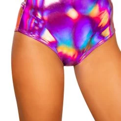Roma Costume Separates Iridescent High-Waisted Shorts With Zipper Closure