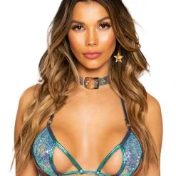 Roma Costume Sequin Cutout Tie Top