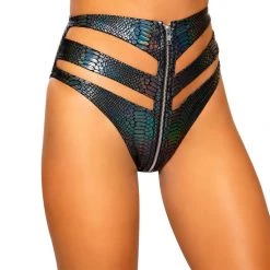 Roma Costume Snake Skin Cutout High-Waisted Shorts With Zipper Closure Separates