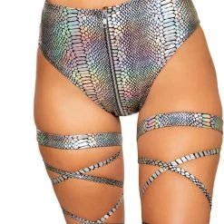 Roma Costume Separates Snake Skin High-Waisted Shorts With Zipper Closure