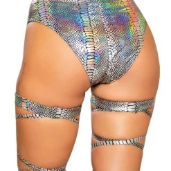 Roma Costume Separates Snake Skin High-Waisted Shorts With Zipper Closure