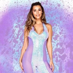 Roma Costume 1pc Haltered Catsuit With Mesh And Sequin Detail Bodysuits