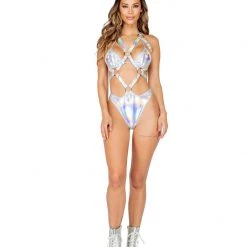 Roma Costume 1pc Criss-Cross Holster Romper With O Ring Detail Bodysuits