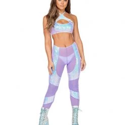 Roma Costume Separates 1pc Low Rise Sheer Pants With Sequin Chaps Detail 6 Roma Costume Separates 1pc Low Rise Sheer Pants With Sequin Chaps Detail