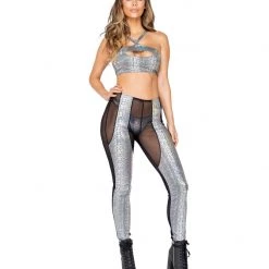 Roma Costume Two-Tone Sheer & Snakeskin Pants