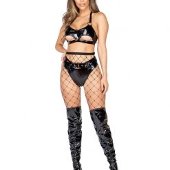 Roma Costume Separates 1pc Latex Crop Top With Underboob Cutout & Ring Detail