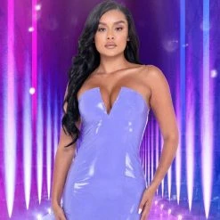 Roma Costume, Inc. Stretch Vinyl Tube Dress With V-Wire Detail