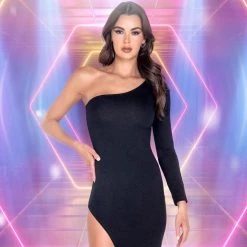 Roma Costume Single Shoulder Split Bodycon Dress