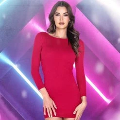 Roma Costume Dresses Classic Ribbed Long Sleeve Bodycon Dress