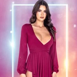 Roma Costume Dresses Long Sleeve Skater Dress With Criss-Cross Strap