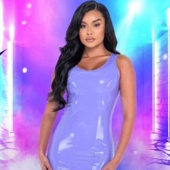 Roma Costume Vinyl Mini Dress With Zipper Closure