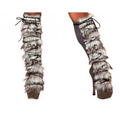Roma Costume Pair Of Suede Leg Warmers With Fur Detail Costumes
