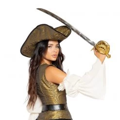 Roma Costume Gold Skull Pirate Hat