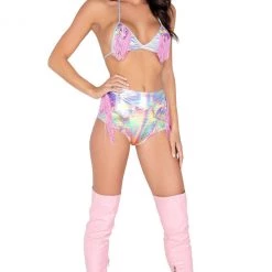 Roma Costume Separates High Waisted Shorts With Fringe Detail