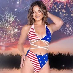 Roma Costume American Flag High Waisted Shorts Patriotic