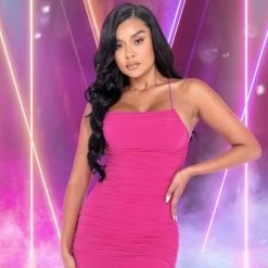 Roma Costume, Inc. Ruched Mesh Mini Dress With Shoulder Straps