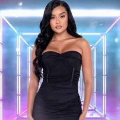 Roma Costume, Inc. Tube Ruched Mesh Mini Dress