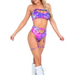 Roma Separates Tie-Dye Keyhole Tube Top