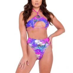 Roma Separates Tie-Dye Keyhole Tie Top