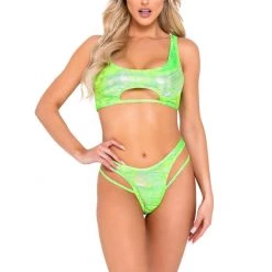 Roma Metallic Swirl Crop Top With Keyhole Separates