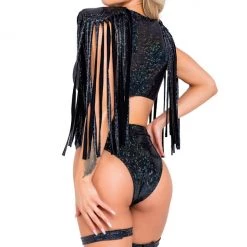 Roma Shimmer High-Waisted Shorts & Garter Belt