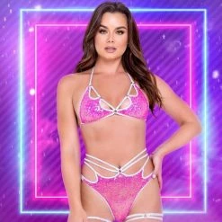 Roma Keyhole Sequin Bikini Tie-Top