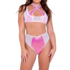 Roma Separates Two-Tone High-Waisted Sequin Shorts