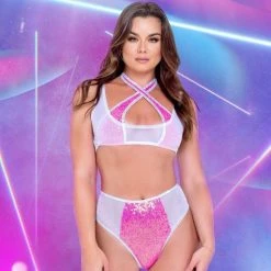 Roma Separates Two-Tone High-Waisted Sequin Shorts