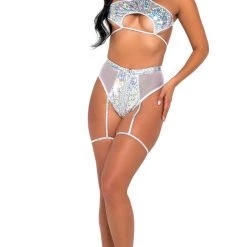 Roma Separates Iridescent Vinyl Cutout Tie-Top 5 Roma Separates Iridescent Vinyl Cutout Tie-Top