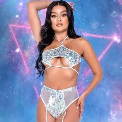 Roma Separates Iridescent Vinyl Cutout Tie-Top