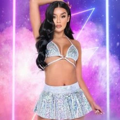 Rave Fix Separates Iridescent Vinyl Bikini Tie-Top