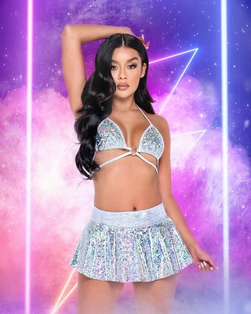 Rave Fix Separates Iridescent Vinyl Bikini Tie-Top 1 Rave Fix Separates Iridescent Vinyl Bikini Tie-Top