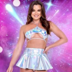 Roma Holographic Flared Skirt Separates