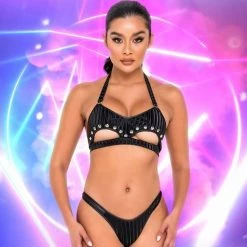 Rave Fix Studded Top With Underboob Cutout