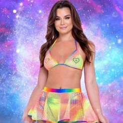 Rave Fix Separates Tie-Dye Fishnet Bikini Tie-Top