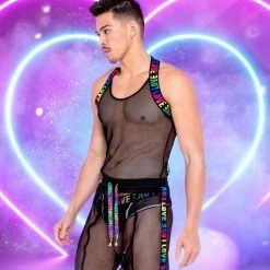 Roma Separates Mens Pride Fishnet Tank Top
