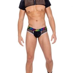 Roma Separates Mens Briefs With Fishnet Panel
