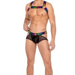 Rave Fix Men’s Pride LOVE Elastic Harness With Ring Detail Separates