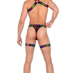 Roma Separates Mens Pride Thong With Attached Garters