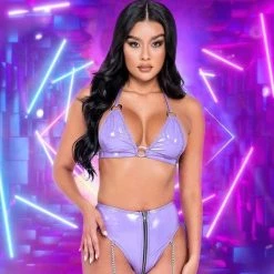 Roma High-Waisted Vinyl Zip-Up Shorts