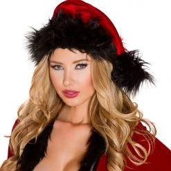 Vendor-unknown Red And Black Fur Trimmed Evil Santa Christmas Hat