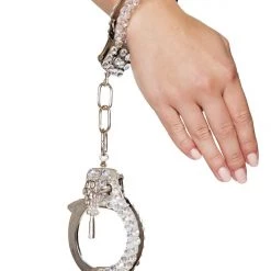 Roma Costume Costumes Silver Handcuffs With Rhinestones