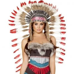 Roma Costume Indian Headdress With Red Tips 30% - 80% Off SALE!